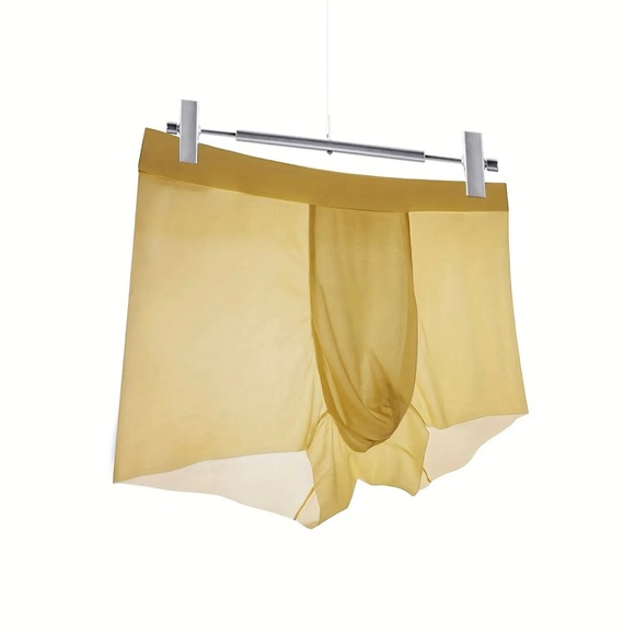 Sexy Men's Ice Silk Breathable Comfortable Boxer Briefs Underwear- Gold Color M - Picture 3 of 5